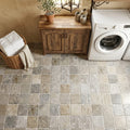 Silver Travertine Tile 6x6 Tumbled — Laundry Room floor