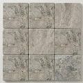 Silver Travertine Tile 6x6 Tumbled close-up