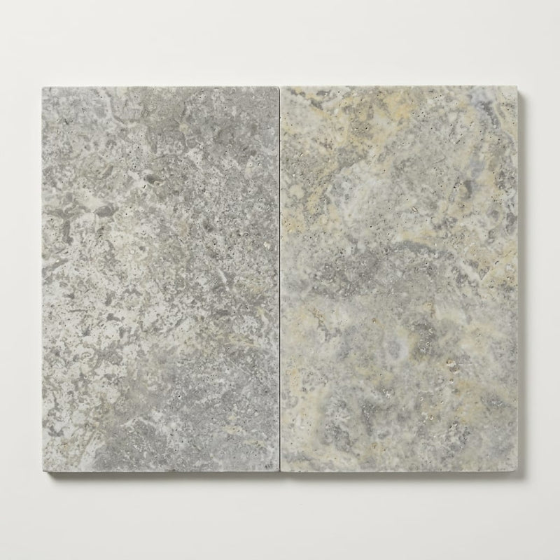 Silver Travertine Pattern Tile – Honed and Filled Rectified 16x24 close-up