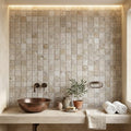 Silver Travertine Tumbled 1 x 1 Square Mosaic 1x1 — Spa spa interior