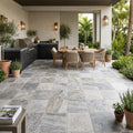 Silver Travertine Tumbled 12 x 12 x 1.25 Paver 12x12 — Backyard patio