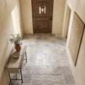 Silver Travertine Tumbled 12 x 12 x 3/8 Cross Cut Tile 12x12 — Hallway floor