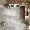Silver Travertine Tumbled 12 x 12 x 3/8 Cross Cut Tile 12x12 — Laundry Room floor