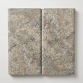 Silver Travertine Tumbled 12 x 24 x 1.25 Double Bullnose Coping 12x24 close-up