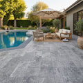 Silver Travertine Tumbled 12 x 24 x 1.25 Paver 12x24 — Backyard pool deck