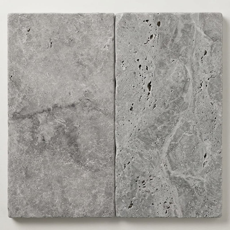 Silver Travertine Tumbled 12 x 24 x 1.25 Paver 12x24 close-up
