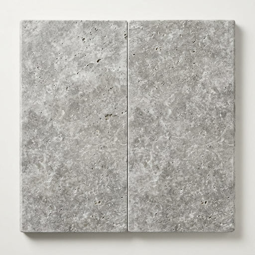 Silver Travertine Tumbled 12 x 24 x 2 Bullnose Coping 12x24 close-up