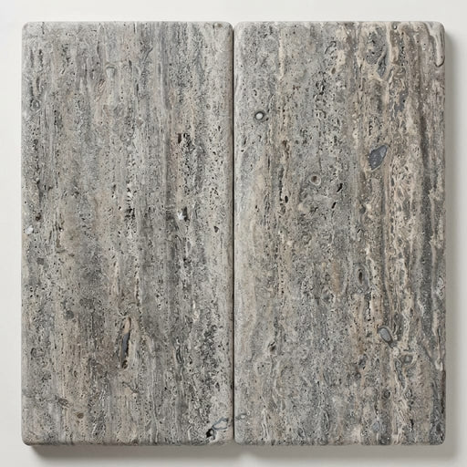 Silver Travertine Tumbled 12 x 24 x 2 Double Bullnose Coping 12x24 close-up