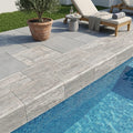 Silver Travertine Tumbled 12 x 24 x 2 Double Bullnose Coping 12x24 pool coping — Swimming Pool remodel pool edge