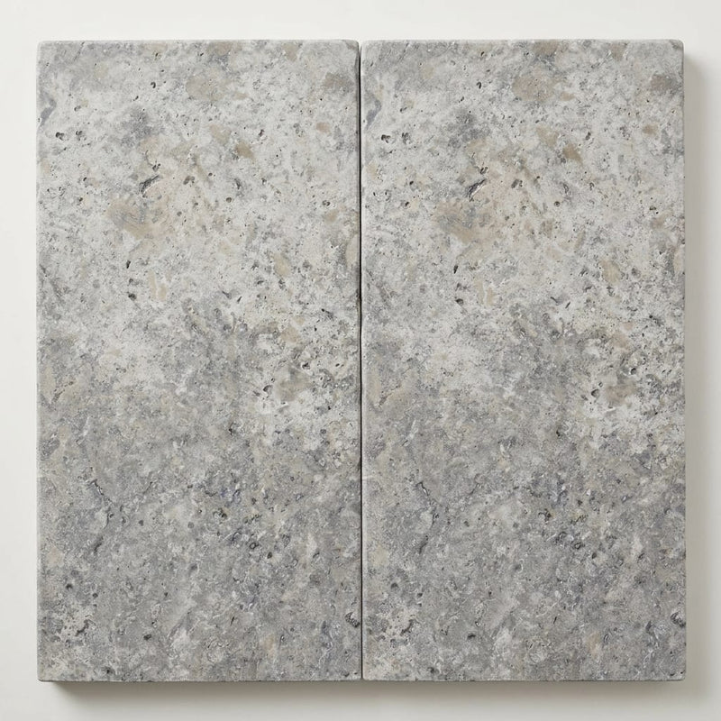 Silver Travertine Tumbled 12 x 24 x 2 Modern Coping 12x24 close-up