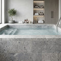 Silver Travertine Tumbled 12 x 24 x 2 Modern Coping 12x24 pool coping — Spa spa edge coping