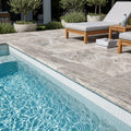 Silver Travertine Tumbled 16 x 24 x 1.25 Bullnose Coping 16x24 pool coping — Swimming Pool pool edge drop-face coping