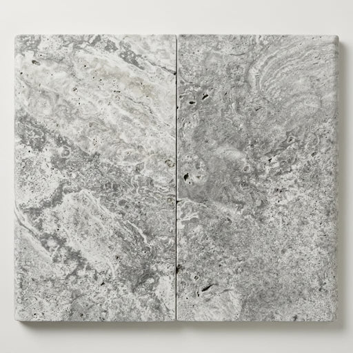 Silver Travertine Tumbled 16 x 24 x 1.25 Double Bullnose Coping 16x24 close-up