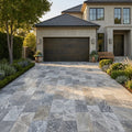 Silver Travertine Tumbled 16 x 24 x 1.25 Paver 16x24 — Front Yard driveway