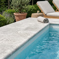 Silver Travertine Tumbled 16 x 24 x 2 Bullnose Coping 16x24 pool coping — Swimming Pool pool edge drop-face coping