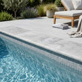 Silver Travertine Tumbled 16 x 24 x 2 Double Bullnose Coping 16x24 pool coping — Swimming Pool pool edge drop-face coping