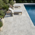 Silver Travertine Tumbled 16 x 24 x 2 Double Modern Coping 16x24 pool coping — Swimming Pool pool edge coping