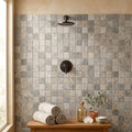 Silver Travertine Tumbled 2 x 2 Square Mosaic 2x2 — Spa spa interior