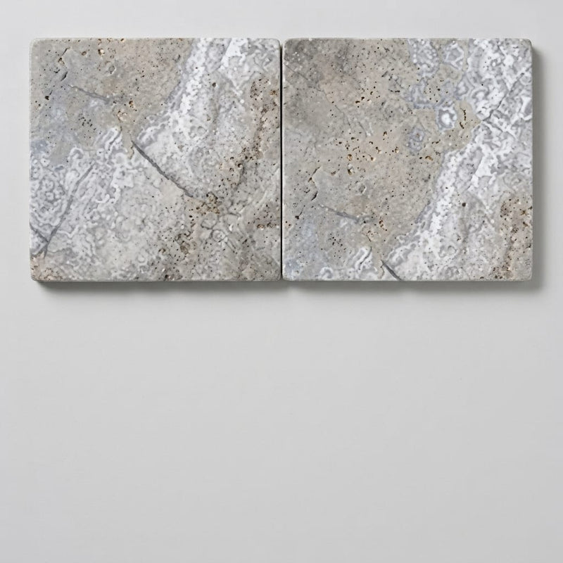 Silver Travertine Tumbled 24 x 24 x 1.25 Paver 24x24 close-up