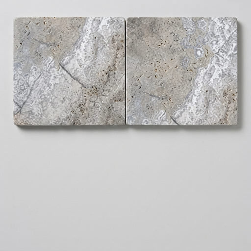 Silver Travertine Tumbled 24 x 24 x 1.25 Paver 24x24 close-up