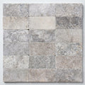 Silver Travertine Tumbled 3 x 6 x 3/8 Cross Cut Tile 3x6 close-up