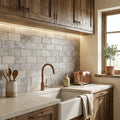 Silver Travertine Tumbled 3 x 6 x 3/8 Cross Cut Tile 3x6 — Kitchen backsplash