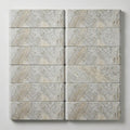Silver Travertine Tumbled 4 x 12 x 2 Bullnose Coping 4x12 close-up