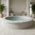 Silver Travertine Tumbled 4 x 12 x 2 Bullnose Coping 4x12 pool coping — Spa spa overhang edge