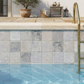 Silver Travertine Tumbled 4 x 4 x 3/8 Cross Cut Tile 4x4 — Swimming Pool waterline