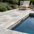 Silver Travertine Tumbled 6 x 12 x 1.25 Bullnose Coping 6x12 pool coping — Swimming Pool remodel pool edge