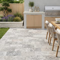 Silver Travertine Tumbled 6 x 12 x 1.25 Paver 6x12 — Backyard patio