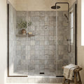 Silver Travertine Tumbled 6 x 6 x 3/8 Cross Cut Tile 6x6 — Bathroom shower floor