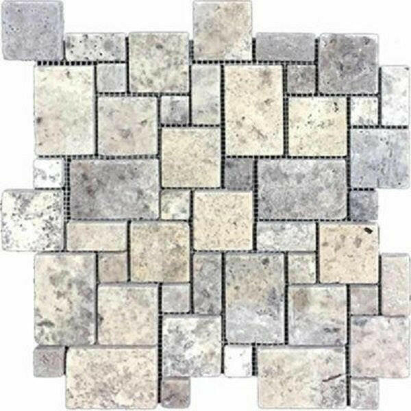 Silver Travertine Tumbled Micro Mini Mosaic