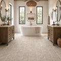 Silver Vein Cut 12x24 HF Travertine Tile — Bathroom floor