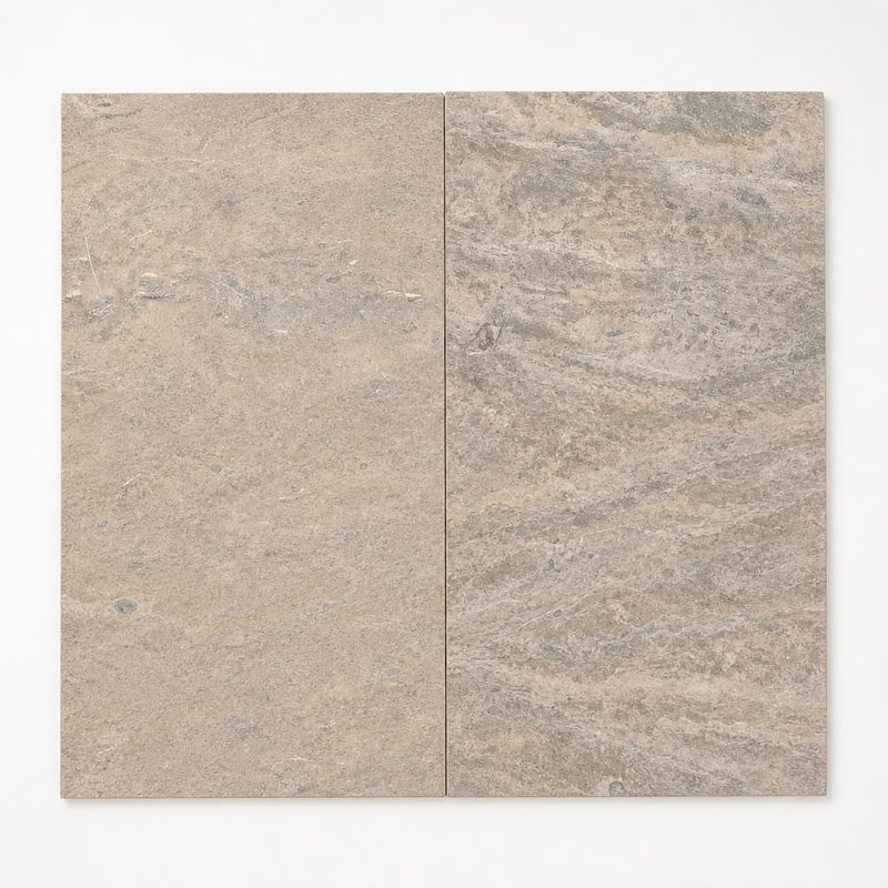Silver Vein Cut 12x24 HF Travertine Tile close-up