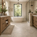 Silver Vein Cut 12x24 HF Travertine Tile — Primary Bath floor