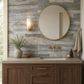 Silver Vein Cut Travertine Tile 12x24 Honed, Filled — Bathroom vanity wall
