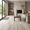 Silver Vein Cut Travertine Tile 12x24 Honed, Filled — Living Room floor