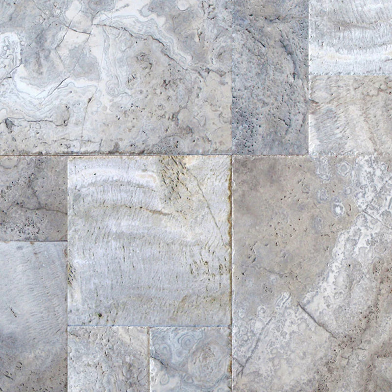 Silver Versailles HUFCB Pattern Travertine Tile