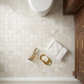 Simply Modern Creme 2x2 on 12x12 Sheet Honed Marble Mosaic — Bathroom floor