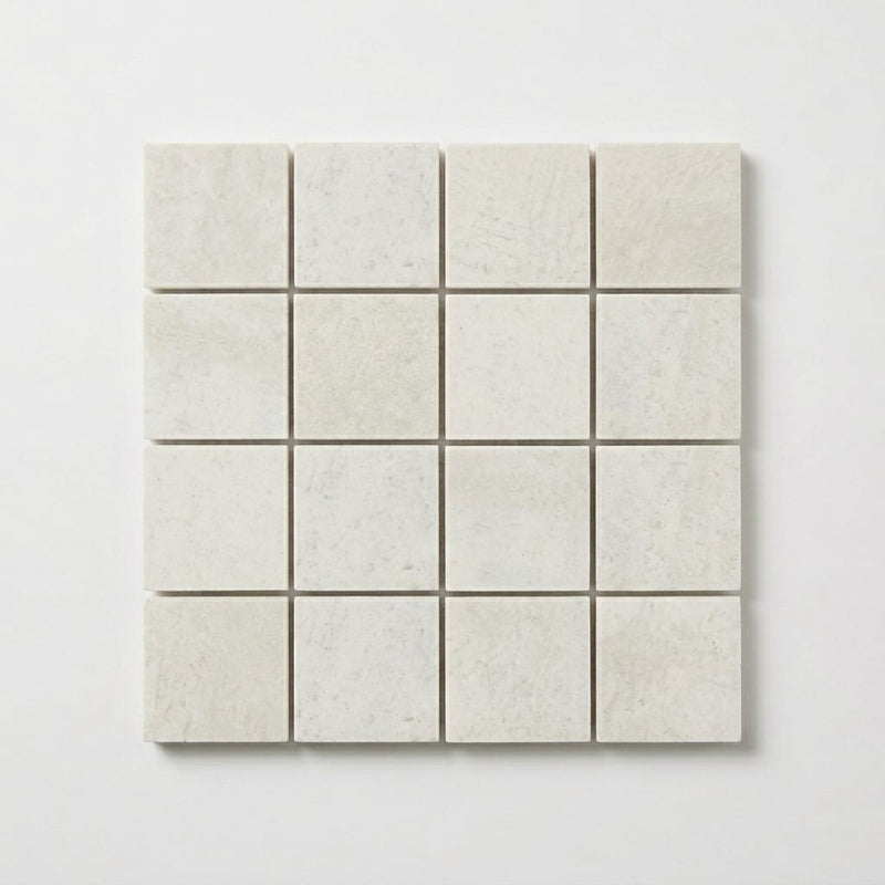 Simply Modern Creme 2x2 on 12x12 Sheet Honed Marble Mosaic close-up