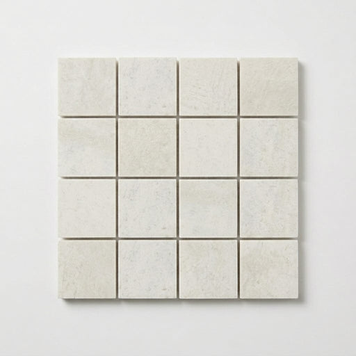 Simply Modern Creme 2x2 on 12x12 Sheet Honed Marble Mosaic close-up