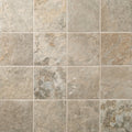 Sinai Beige matte porcelain tiles in a square grid with varied beige and gray stone-look patterns.