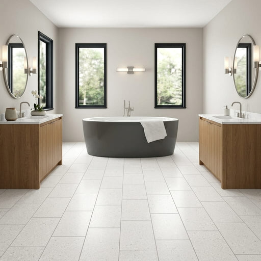 Sintesi Frammenti Bianco 12x24 Porcelain Tile — Bathroom floor