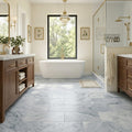 Sky Blue 12x24 Honed Marble Tile — Primary Bath floor