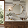Skyline 12x24 Honed Marble & Dolomite Tile — Bathroom vanity wall