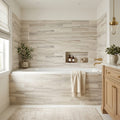 Skyline 4x16 Honed Marble & Dolomite Tile — Bathroom tub surround