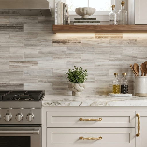 Skyline 4x16 Honed Marble & Dolomite Tile — Kitchen backsplash