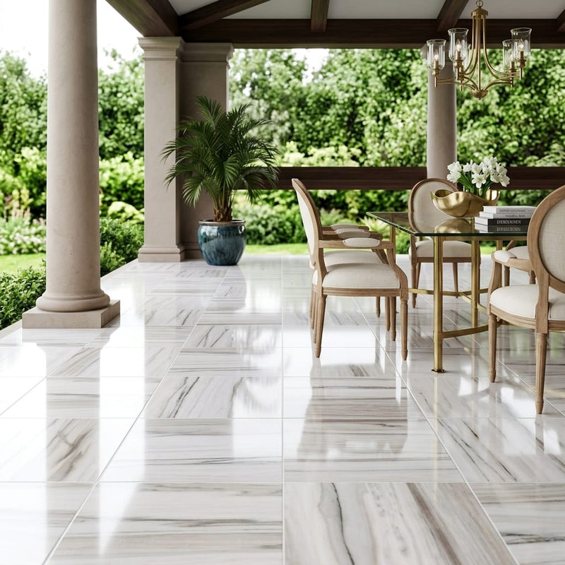 Skyline Marble Tile 18x18 Polished — Covered Patio floor