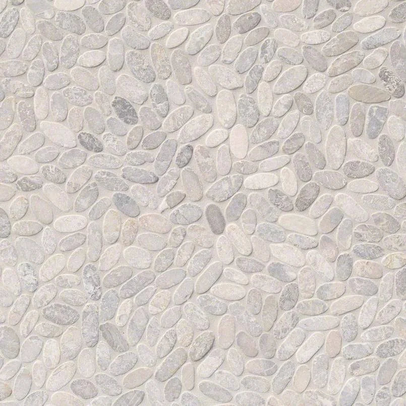 Sliced Ash Pebbles Mesh Backed Pattern Tumbled 0.38 Inch Marble Mosaic ...